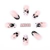 Aksod Ghost Press on Nails Short Glossy Virus Fake Nails Almond Cartoon Designed False Nails Tips Full Cover Cute Halloween Easter Festival Artificial Nails Sets for Women and Gilrs 24Pcs (Style G)