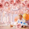 GuoZhiXin Rose Gold Birthday Party Decorations Set - Rose Gold Glittery Happy Birthday banner, Foil Swirls,Tissue Paper Pom Poms, Circle Dots Garland for Birthday Party Decorations,Girls Birthday
