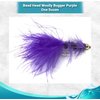 Feeder Creek Woolly Bugger Fly Fishing Flies for Trout, Bass and Salmon- 12pc Handmade Wet Flies for Fly Fishing in Various Patterns/Colors | Streamer Flies (8, Purple)