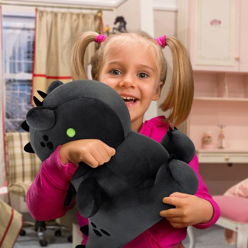 Ditucu Cute Dragon Plush Stuffed Animals Plushies Toys Super Soft Dolls Birthday Gifts for Kids Girls Boys Black 12 inch