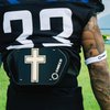 O Shield Golden Cross Chrome Football Back Plate, Lower Back Pads for Football Players, Rear Protector, Golden Cross, Youth Fit