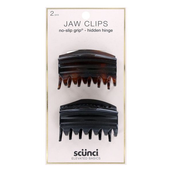 Scunci Elevated Basics No-Slip Grip Hidden Hinge Hair Jaw Clips, Assorted, 2-Pack