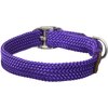 Mendota Pet Double Braid Collar - Satin Nickel - Dog Collar - Made in The USA - Purple , 9/16 in x 14 in Junior