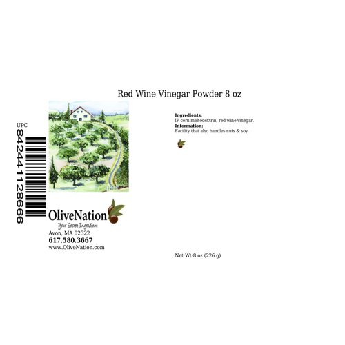 OliveNation Red Wine Vinegar Powder, Tangy Seasoning for Cooking, Baking, Dressings, Dusting Powder, Non-GMO, Gluten Free, Vegan - 8 ounces