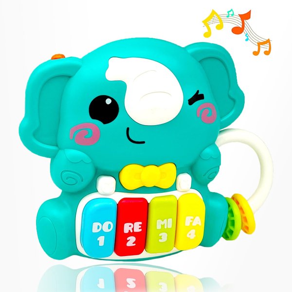 JQRSDSY Baby Musical Toys 18 Months, Elephant Piano Keyboard Montessori Early Learning Educational Toy with Light & Sound, Birthday Toy for Infant Toddler 2 3 Year Old Boy Girl Gifts