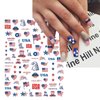 IDDFEVE 12 Sheets 4th of July Nail Stickers, Independence Day Patriotic Nail Decals, 3D Design Self-Adhesive USA Flag Star Nail Art