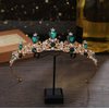 YOVECATHOU Rhinestone Princess Tiara Hair Band Bridal Wedding Prom Crown Headband For Little Girl Big Kid Costume Party Accessories (Green)