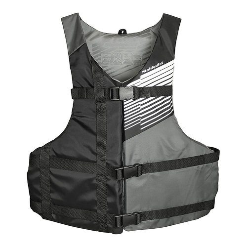 Stohlquist Fit Adult Life Jacket PFD - Easily Adjustable for Full Mobility, Lightweight Buoyancy Foam, PVC Free, Coast Guard Approved | Unisex Adult, Universal Adult, Black/Gray