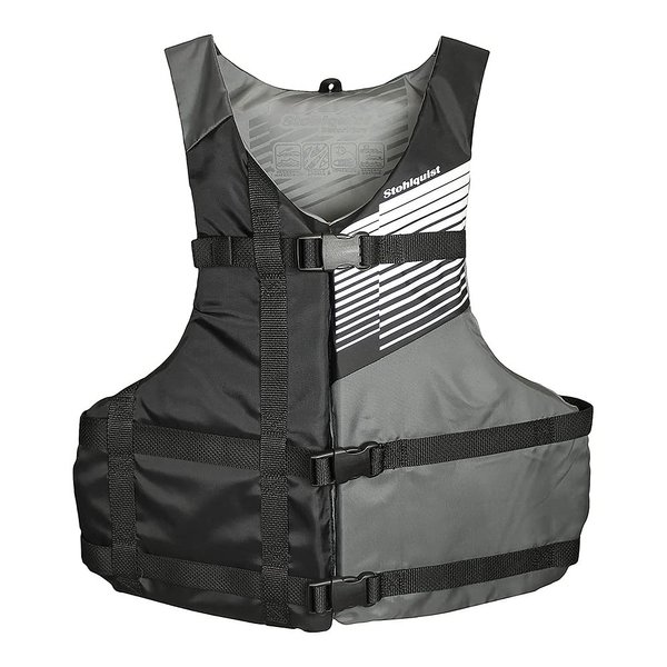 Stohlquist Fit Adult Life Jacket PFD - Easily Adjustable for Full Mobility, Lightweight Buoyancy Foam, PVC Free, Coast Guard Approved | Unisex Adult, Universal Adult, Black/Gray