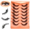 BLUPLE Cat Eye Lashes Natural Volume Lashes Eye Fluffy False Eyelashes Wispy Mink Lashes that Look Like Extensions Fox Eye Lashes 7 Pairs