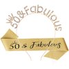 CIEHER 50th Birthday Crown & 50 and Fabulous Birthday Sash, 50th Birthday Tiara for Girls, 50th Birthday Sash 50th Birthday Decorations for Women, 50th Birthday Gifts - Gold