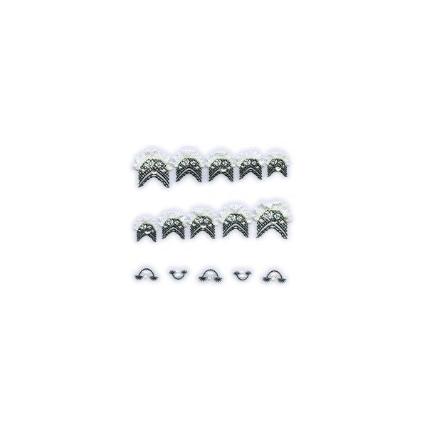 Black & White Chevron Floral Lace w/Rhinestone French Tip Nail Stickers/Decals