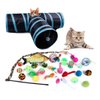 27PCS Cat Feather Toys Kitten Interactive Pet Toys Set for Indoor Cats Including 3 Way Collapsible Cat Tunnel Tube Tent Feather Teaser Wand Bell Fuzzy Ball Spring and Mouse Toy