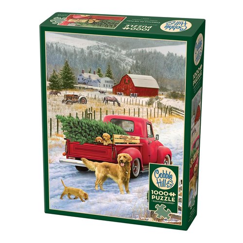 Cobble Hill 1000 Piece Puzzle - Christmas on The Farm - Sample Poster Included