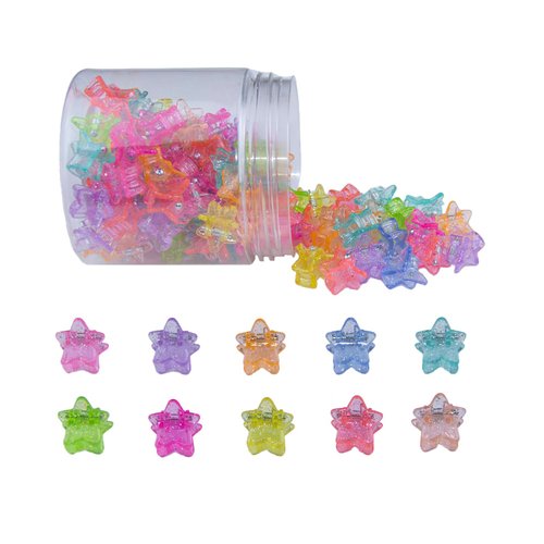 100Pcs Colorful Cristal Mini Star Hair Clips, GTTUKK Hair Clips Mini Claw Clips Cute Jaw Clips Hair Pins Hair Barrettes Hair Accessories for Women Teens (Star)