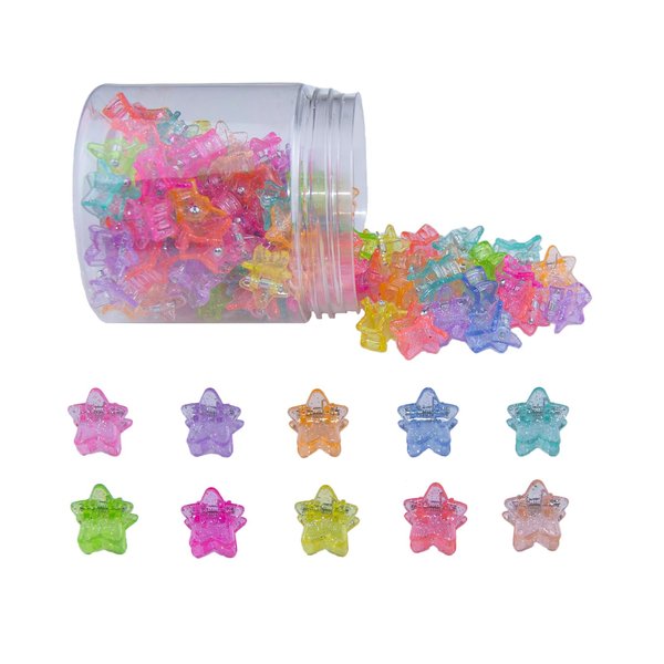 100Pcs Colorful Cristal Mini Star Hair Clips, GTTUKK Hair Clips Mini Claw Clips Cute Jaw Clips Hair Pins Hair Barrettes Hair Accessories for Women Teens (Star)