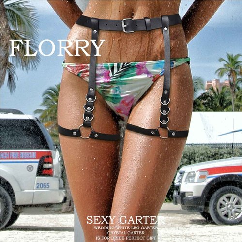 Florry Sexy Leather Waist Chain Black Punk Garter Belts Nightclub Rave Thigh Harness Jewelry Fashion Belly Leg Body Accessories for Women