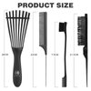 BRUSHZOO Hair Styling Set: Detangling Brushes for Curly Hair with Teasing Brush, Rat Tail Comb, and Edge Brush for Women, Men, and Kids (Black)