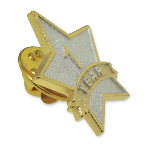 PinMart Year Service Award STAR Lapel Pin – Gold- & Silver-Plated Metal Workplace Reward Pin – 1-30 Years of Service Star Pins for Long Standing Employees or Volunteers
