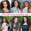 SUPERNOVA Headband Wig Human Hair Curly Headband Wigs For Women 180% Density Kinky Curly Headband Wig Human Hair Brazilian Glueless None Lace Front Wigs Hair（16 inches）