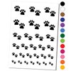 Paw Prints Pair Dog Cat Temporary Tattoo Water Resistant Fake Body Art Set Collection - Black (One Sheet)