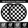48 Pieces Black and White Checkered Flag Party Paper Plates for Race Car Party Supplies 7" Racing Car Theme Disposable Dessert Plates for Boys Men Birthday Baby Shower Race Fans Party Decorations