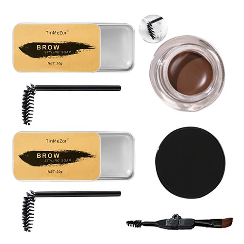 TinMeZor Eyebrow Pomade Kit, Brow Soap Set Gel Brow Tool for Natural Eyebrow, Waterproof Eye Brow Kit Transparent Eyebrow Shaping Gel Set（Soft Brown)