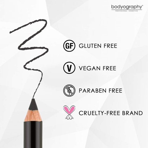 Bodyography Cream Eye Pencil (Onyx): Black Salon Wooden Waterproof Makeup Pencil w/ Coconut Oil | Long-Wearing, Cruelty-Free, Gluten-Free, Paraben-Free