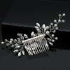 Leadigol 2PCS Bride Wedding Hair Comb Rhinestone Pearl Hair Pieces, Pearl Crystal Flower Leaves Hair Comb, Crystal Hair Accessories for Women & Girls