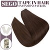 SEGO Tape in Hair Extensions Human Hair,Medium Brown 18 Inch 50g/pack 20 pcs,100% Remy Human Hair Extensions Seamless Straight Silky Soft for Women (18 Inch ##4 Medium Brown)