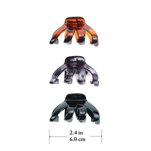 minihope Women Crystal Plastic Hair Claw for Thin to Medium Thick Hair, Beauty Basic Jaw Clip for Girls Accessories (3 colors)