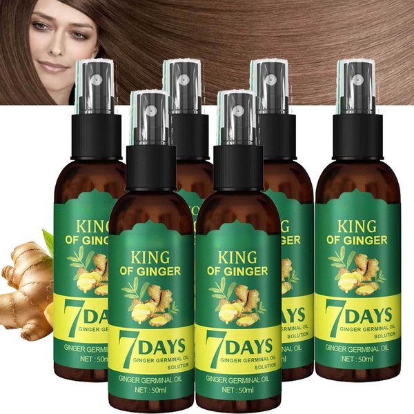 50ML Ginger Hair Oil for Hair Growth, Natural Ginger Hair Growth Serum, Hair Fall Control, For Damaged Dry Hair, Nourishing Scalp, Unisex (6 Pcs)