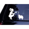 Pom Lady Loves her Pom Decal Pomeranian Vinyl Car Decal, Laptop Decal, Car Window Wall Sticker (14", White)