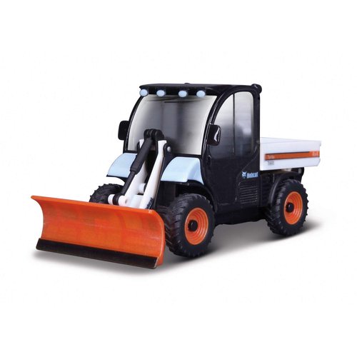 Bburago B18-31805 Die-Cast Bobcat TOOLCAT with Working Snow PLOW Cat Vehicle, White, Medium