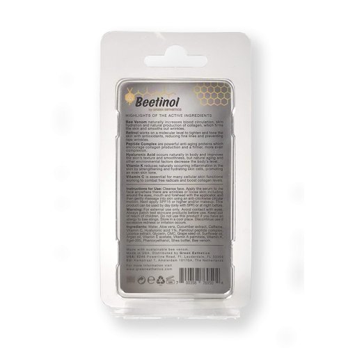 Green Esthetics Complete Night and Day Eye and Face Serum, 5ml Roller Applicator - Bee Venom, Retinol, Peptide, Hyaluronic Acid, Vitamin C, Wrinkles, Fine Lines, Skin Firming