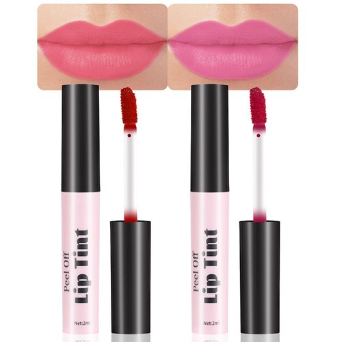 Kaely 2Pcs Light Pink Pink Peel Off Lip Liner Stain,Long Lasting Waterproof Lip Tint Marker,Non-Stick Peel Off Lip Gloss Makeup,Highly Pigmented Matte Finish,03+04