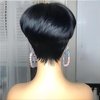 RICONEY Bob Wigs for Black Women Human Hair Wig Short Pixie Cut Wig Human Hair Glueless Natural Straight Wig with Bangs Layered None Lace Front Wig Full Machine Made Wig 1B Color