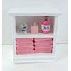 Town Square Miniatures Dolls House Miniature Furniture Small Shelf Unit & Pink Bathroom Accessories