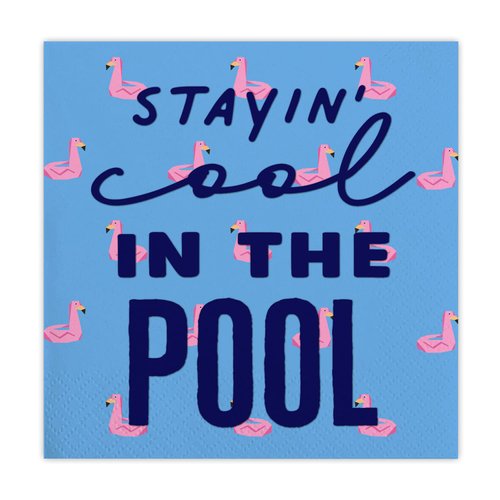 Slant Collections Beverage/Cocktail Paper Napkins, 5 x 5-Inches (20-Count), Cool In Pool