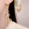 Sttiafay Vintage Crystal Dangle Earrings Long Rhinestone Chain Earrings Gold Swirl Square Drop Earrings Shine Cz Tassel Drop Earrings Jewelry for Women