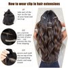 ZRQ Clip in Hair Extensions 4PCS 20 Inch Clip Ins Long Wavy Curly Hair Extension Soft Synthetic Hair Extension Fiber Thick Hairpieces (1B#, 20 Inch)