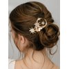 Catery Gold Rhinestones Star Bridal Hair Comb Crystal Moon Wedding Hair Piece Pearl Accessories for Women and Brides