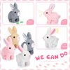 Halloscume 4 Pcs Christmas Interactive Electronic Plush Bunny Toy 7" Interactive Stuffed Animals Walking Barking and Wagging Tail Toys for Grandchildren Classroom Kid Birthday Gift(Long Hair Rabbit)