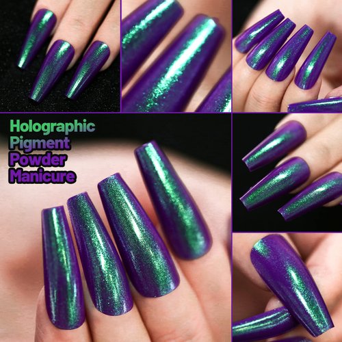 Teenitor Long Press On Nails, Chrome Press On Nails, 288pcs Long Coffin Ballerina False Nails, 12 Colors Full Cover Glue On Nails Holographic Metallic Mirror