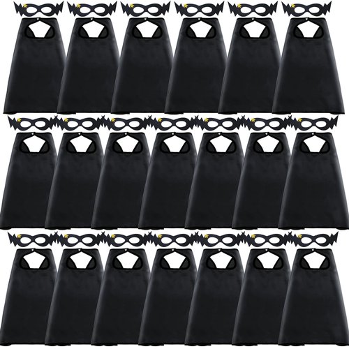 D.Q.Z Superhero-Capes for Kids 20 Sets, Birthday Gifts for Boys Girls Role Play, Super Hero Toys for School Halloween Party (Black)