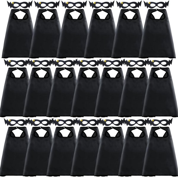 D.Q.Z Superhero-Capes for Kids 20 Sets, Birthday Gifts for Boys Girls Role Play, Super Hero Toys for School Halloween Party (Black)