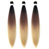 Pre Stretched Braiding Hair 26 Inch Ombre Brown Braiding Hair Extensions Hot Water Setting Crochet Box Braids Hair (26 Inch (Pack of 3), Black-Dark Brown-Brown)