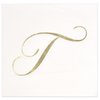 Gift Boutique 100 Gold Monogram Cocktail Napkins Letter T Disposable Paper Pack Elegant Metallic Golden Foil Hand Napkin for Powder Room Wedding Holiday Birthday Party Baby Shower Decorative Towels