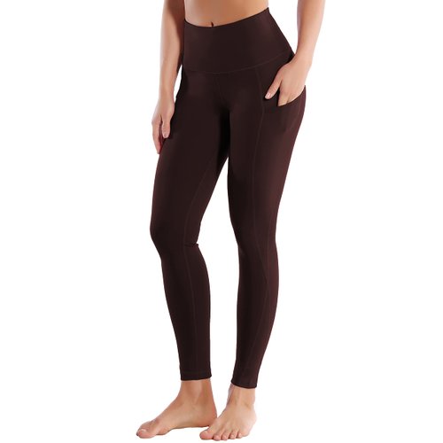 BUBBLELIME 25"/26"/27"/28" Out Pockets High Waist Yoga Pants Women Leggings Cross Pockets Pants_MAHOGANYMAROON M_26" Inseam