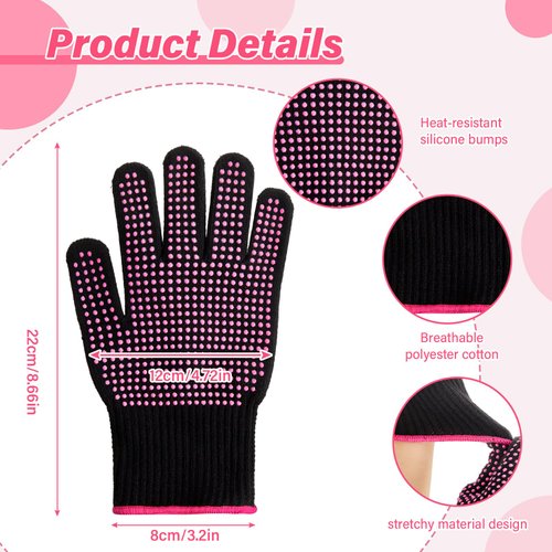 Suhine 20 Pcs Heat Resistant Gloves with Silicone Bumps Professional Heat Resistant Gloves for Hair Styling Curling Heat Resistant Work Gloves for Wand Hot Sublimation Gloves